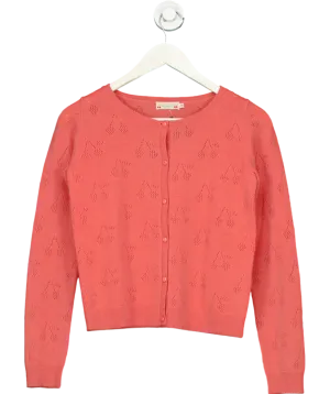 Bonpoint Pink Cashmere Cherry Patterned Cardigan 14 Years