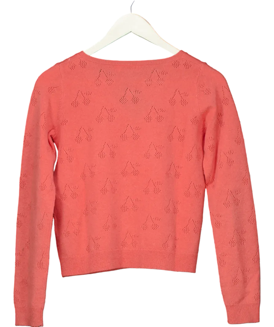 Bonpoint Pink Cashmere Cherry Patterned Cardigan 14 Years