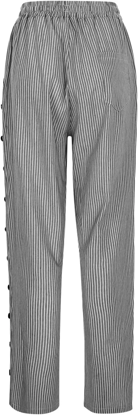Cotton Linen Pants for Women Summer Wide Leg Elastic Straight Leg Lounge Pant Drawstring Lightweight Beach Trousers