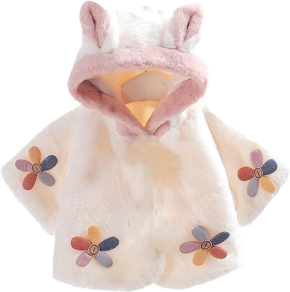 Faux Fur Coat Newborn Infant Baby Girl Jacket Cape Cloak Poncho 0-3 Years