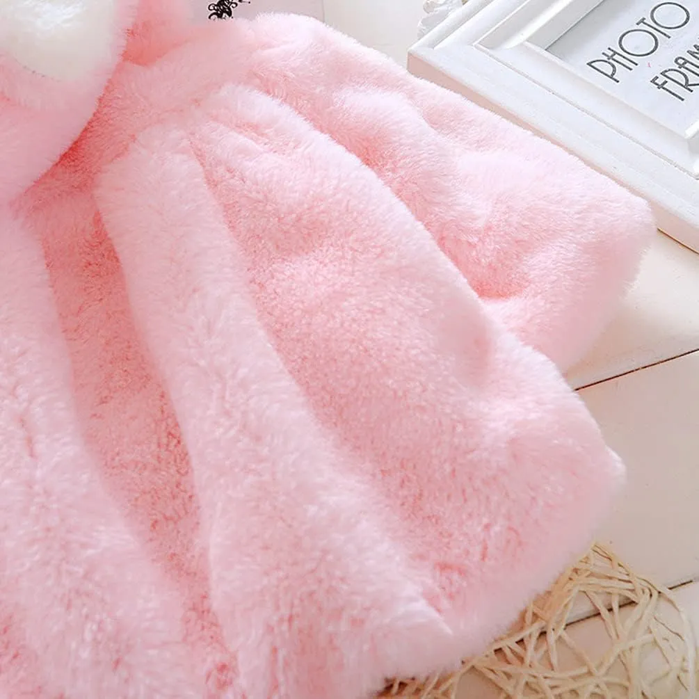 Faux Fur Coat Newborn Infant Baby Girl Jacket Cape Cloak Poncho 0-3 Years