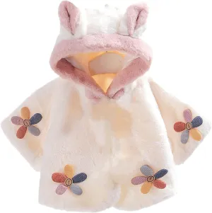 Faux Fur Coat Newborn Infant Baby Girl Jacket Cape Cloak Poncho 0-3 Years