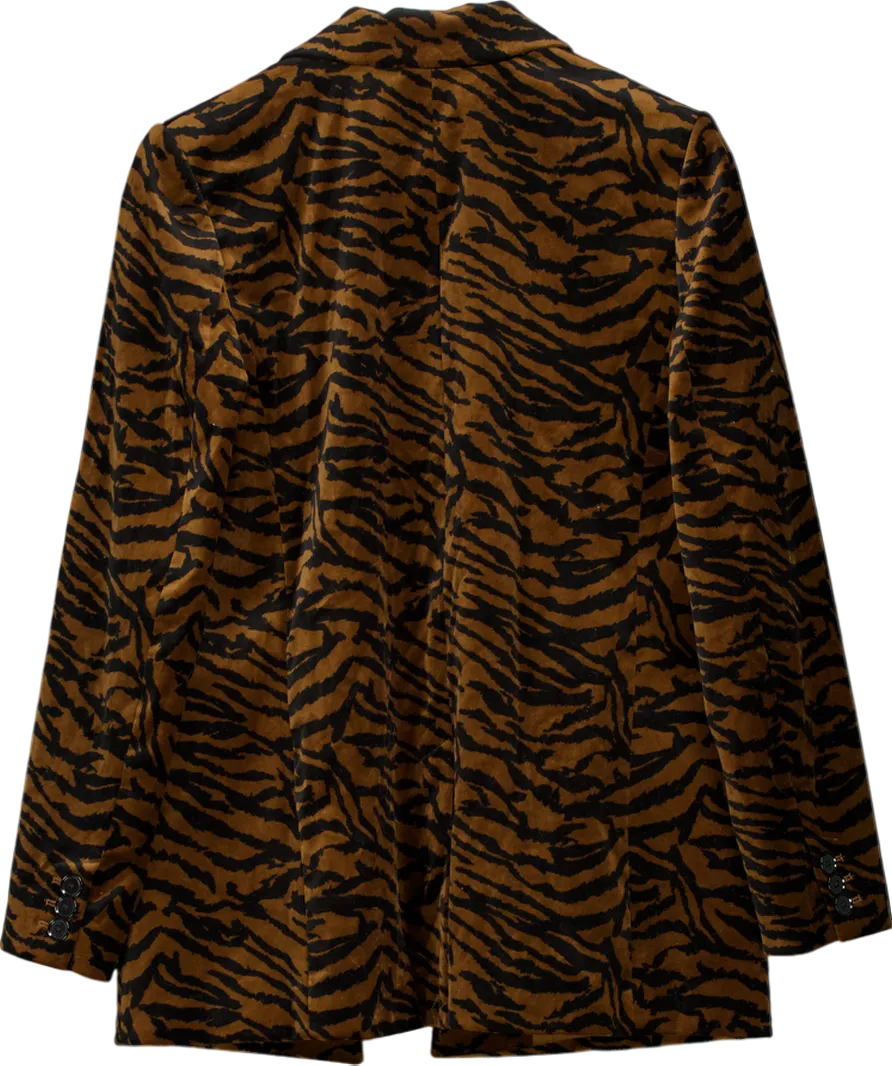 M&S Brown Velvet Animal Print Blazer UK 12