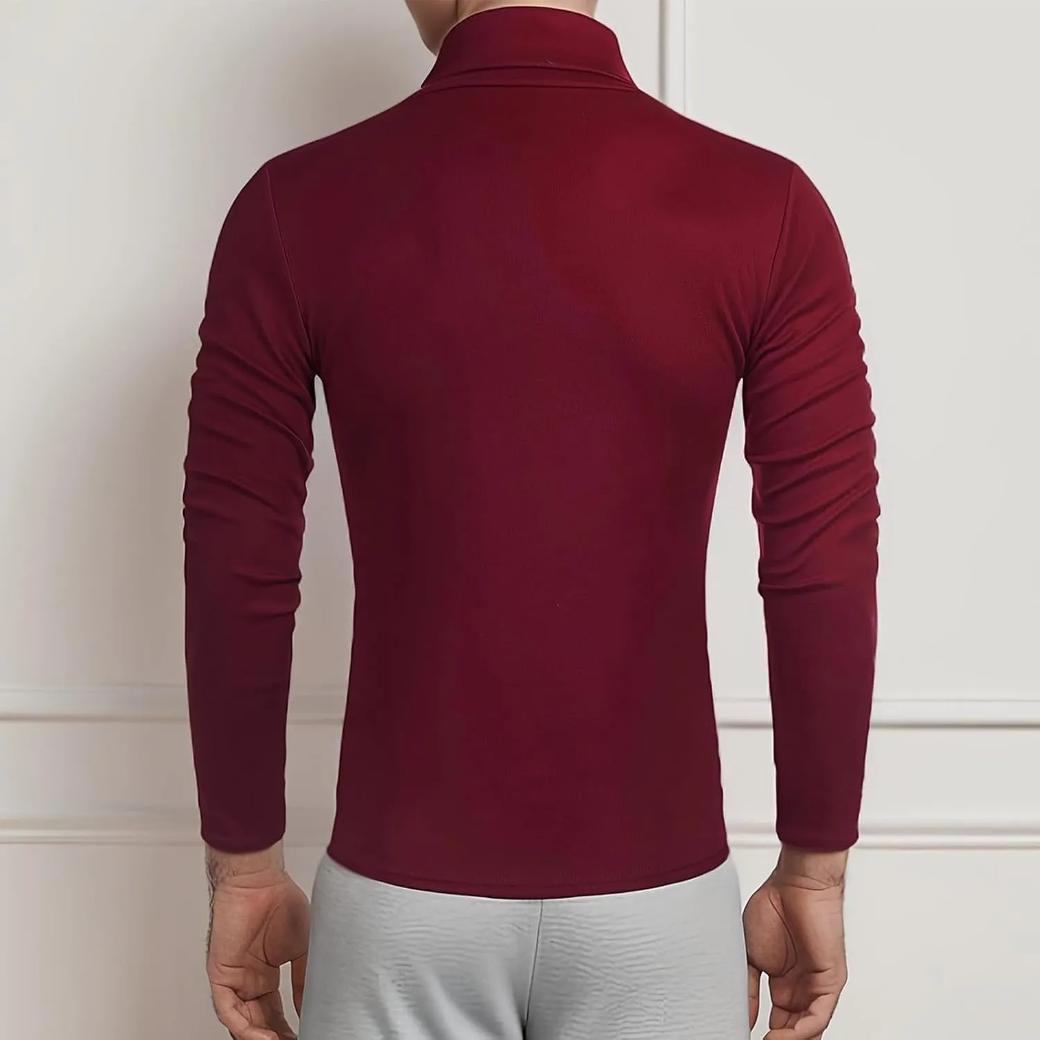 Men Casual Turtleneck Slim Fit Basic Tops Lightweight Thin Pullover Sweater Long Sleeve Underwear Male Blouse T-Shirt