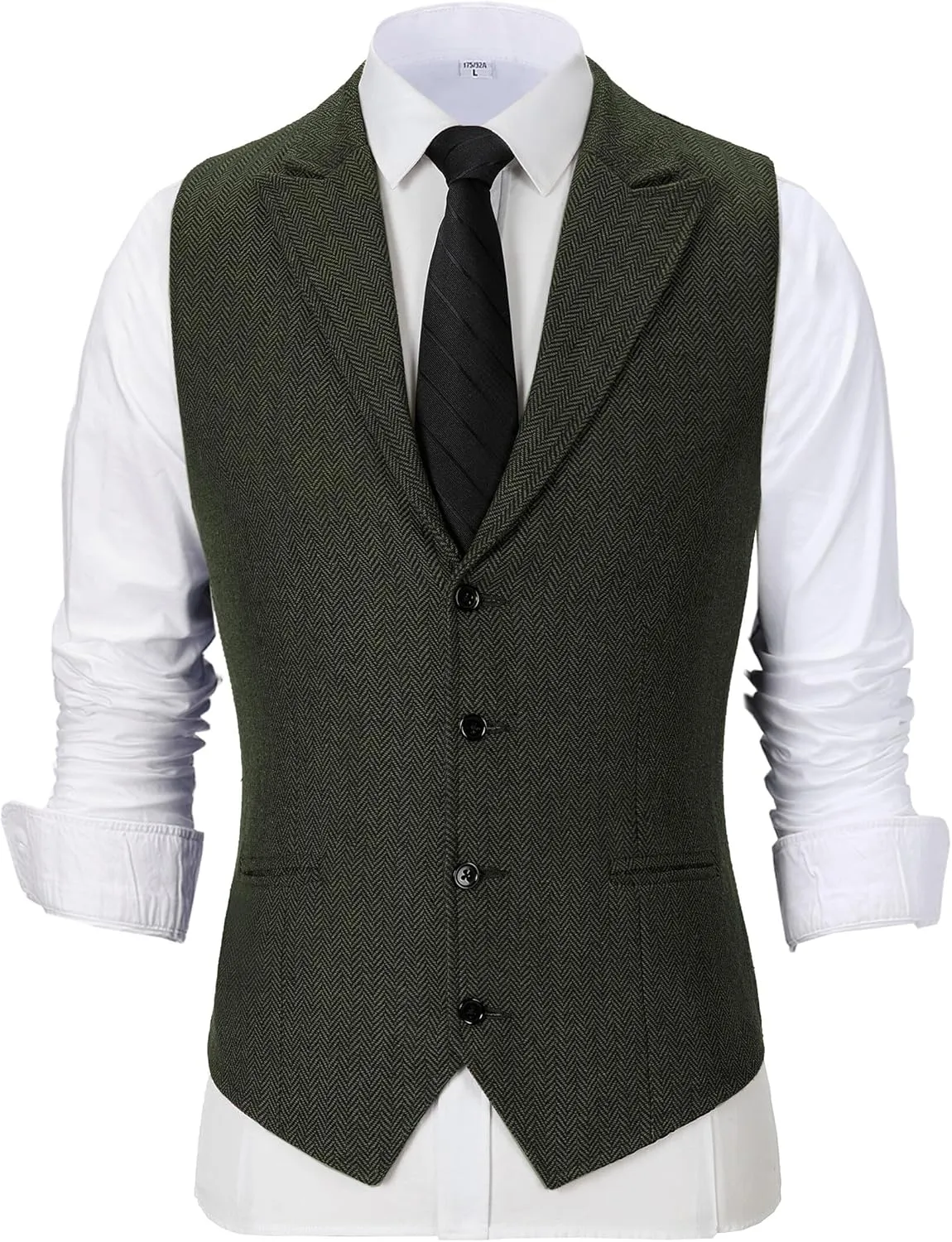 Men's Tweed Notch Lapel Suit Vintage Vest Herringbone Wool Prom Waistcoat Groomsmen XS-4XL