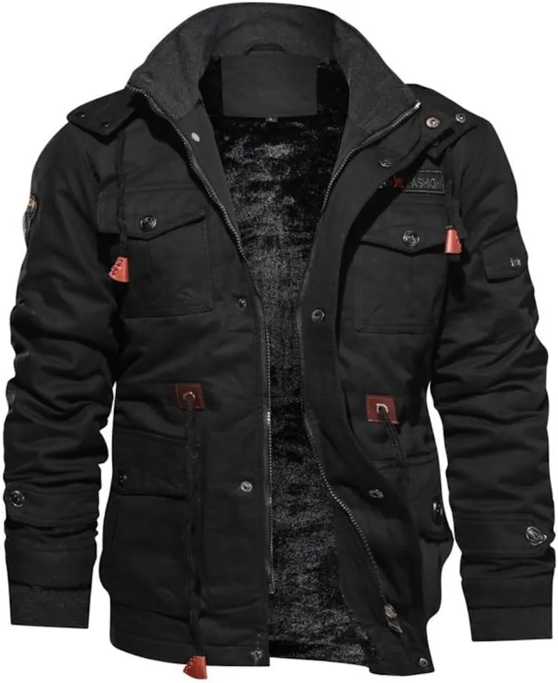 Men's Winter Coats Thick Thermal Fleece Lined Military Cargo Jacket Army Bomber Jacket