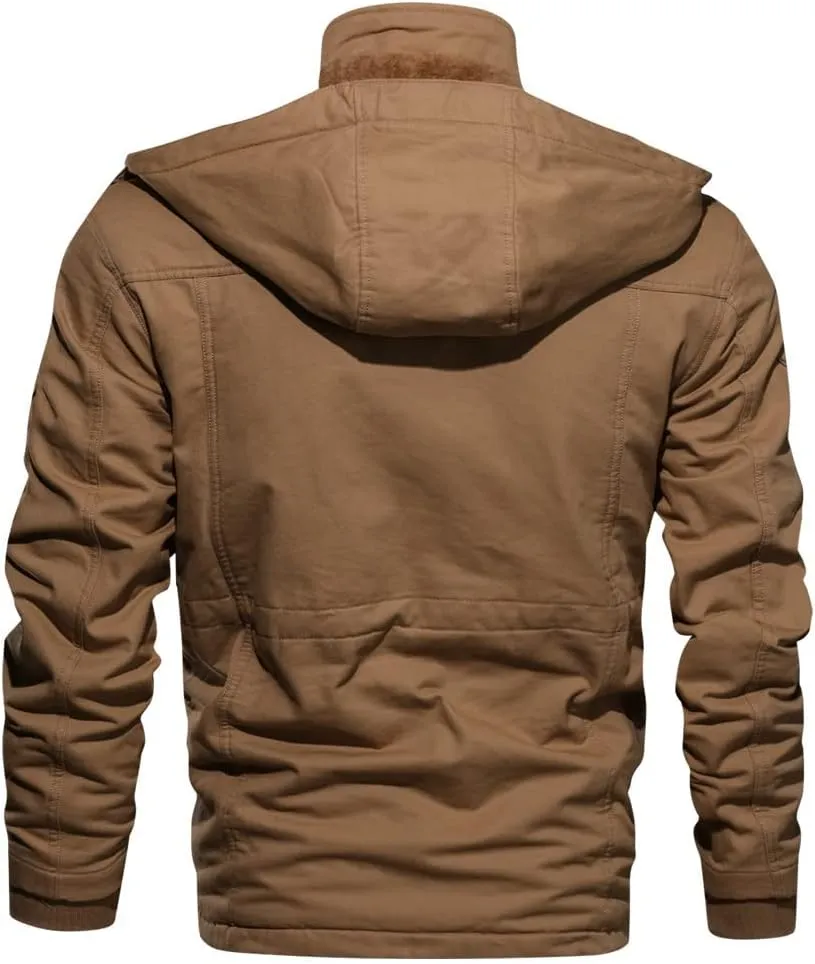Men's Winter Coats Thick Thermal Fleece Lined Military Cargo Jacket Army Bomber Jacket