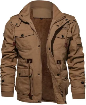 Men's Winter Coats Thick Thermal Fleece Lined Military Cargo Jacket Army Bomber Jacket