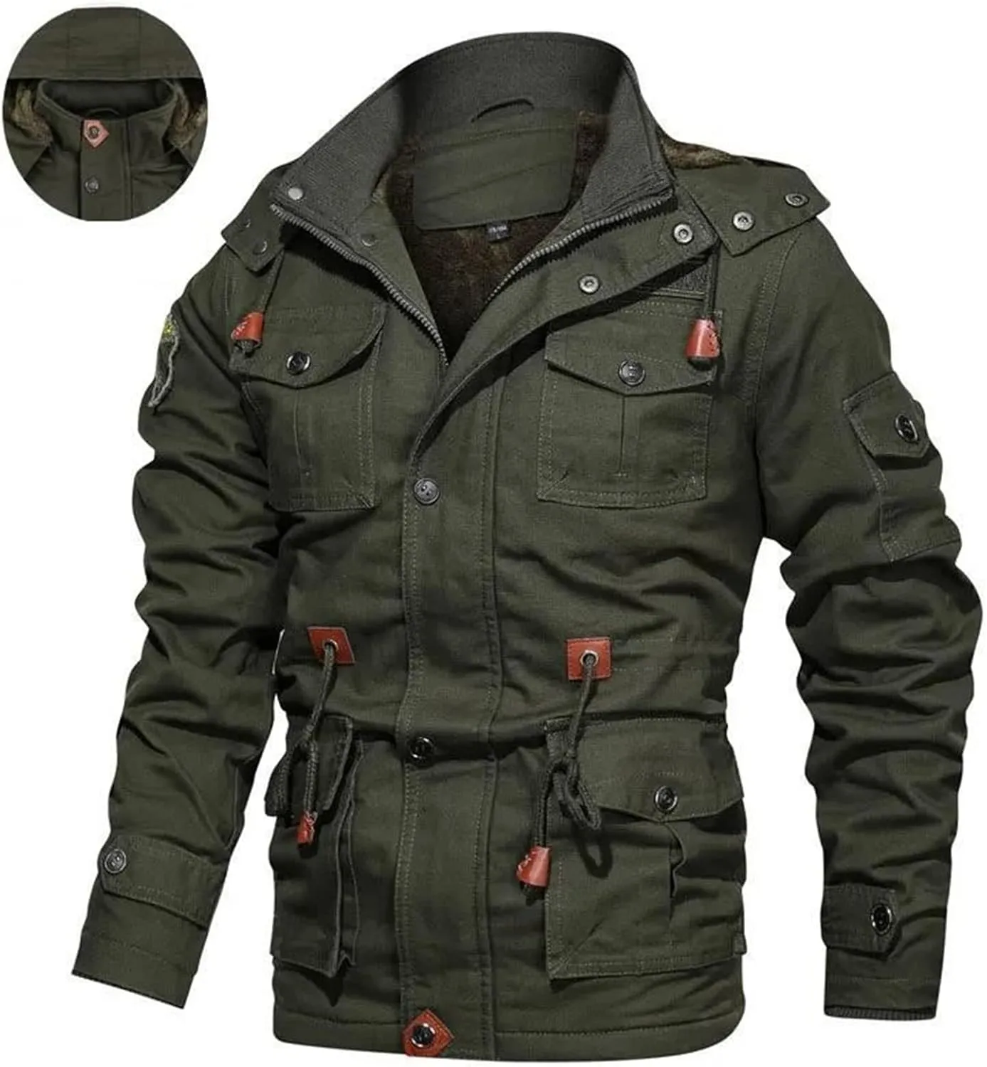 Men's Winter Coats Thick Thermal Fleece Lined Military Cargo Jacket Army Bomber Jacket