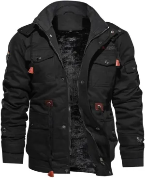Men's Winter Coats Thick Thermal Fleece Lined Military Cargo Jacket Army Bomber Jacket