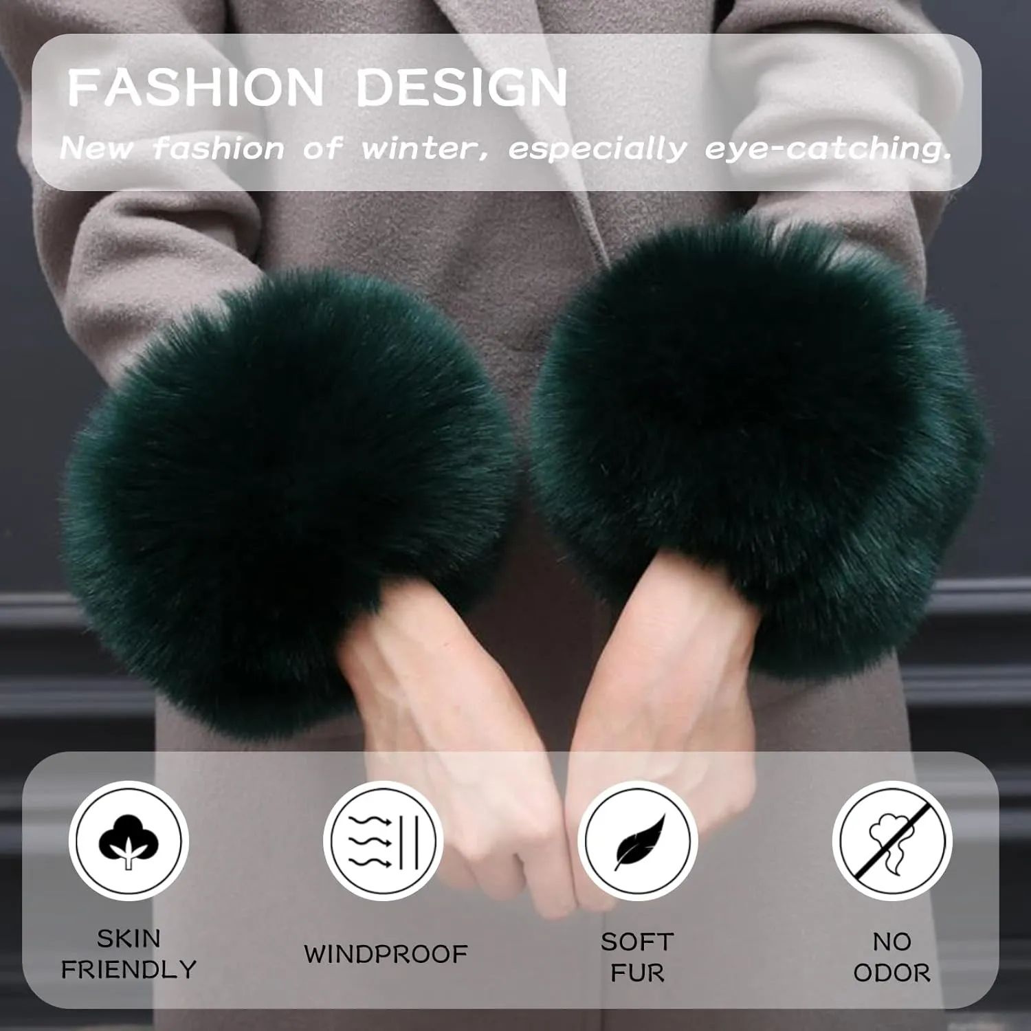 Peecabe Winter Women Fuzzy Arm Warmers Girls Faux Fur Short Wrist Cuffs Fluffy Soft Wrist Cover Ankle Warmer