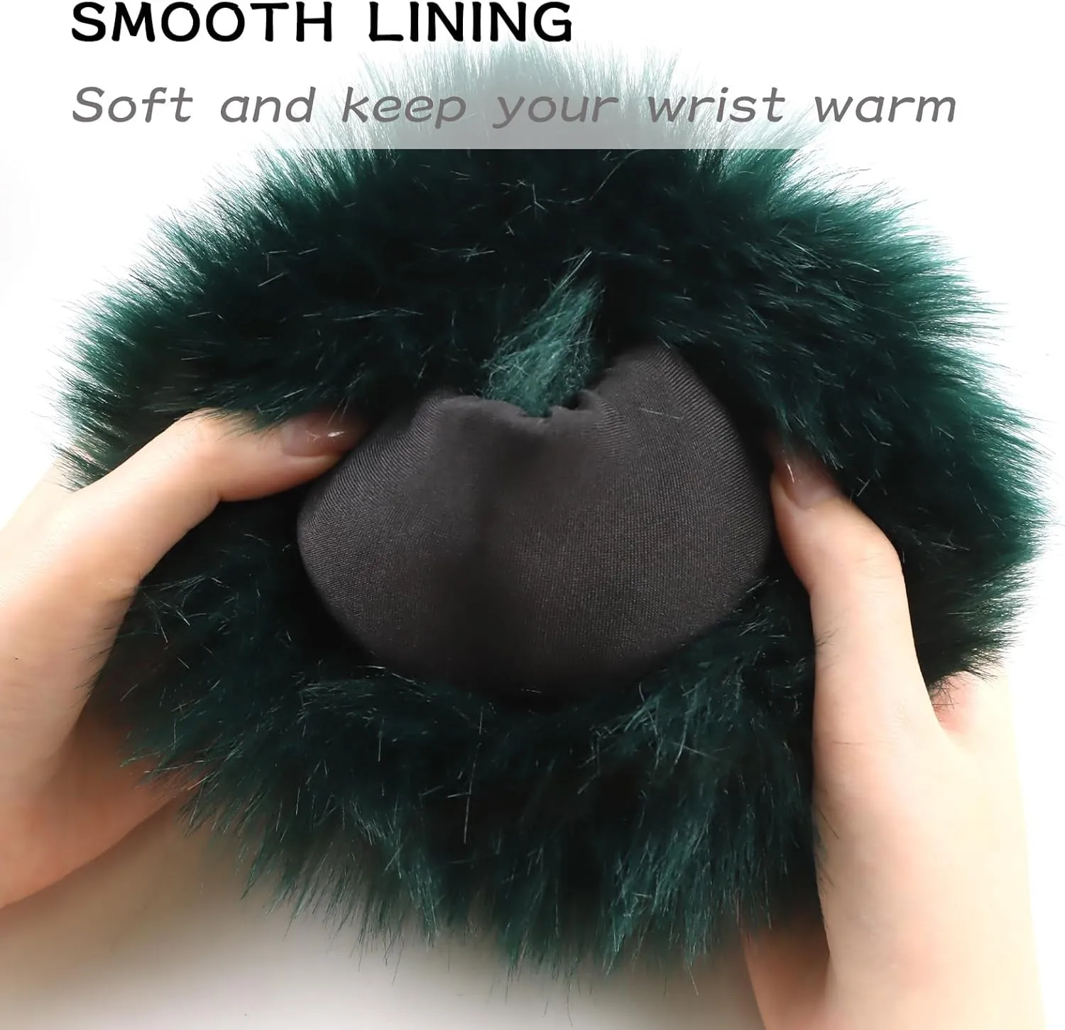 Peecabe Winter Women Fuzzy Arm Warmers Girls Faux Fur Short Wrist Cuffs Fluffy Soft Wrist Cover Ankle Warmer