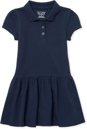 The Children's Place Baby Girls' and Toddler Short Sleeve Pique Polo Dress Drop Waist