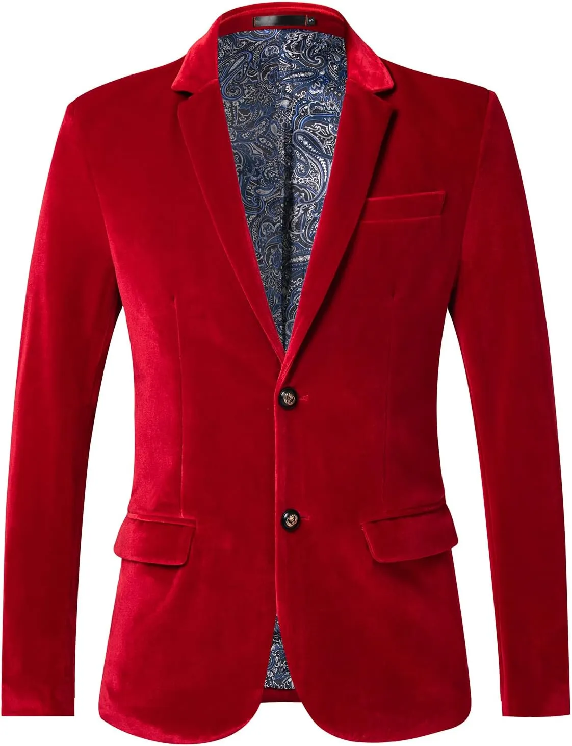 THWEI Mens Velvet Blazer Slim-Fit Fashion Solid Suit Jacket