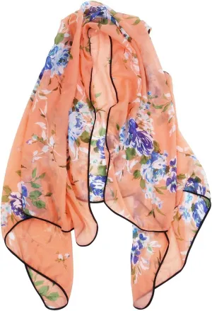 TrendsBlue Elegant Chiffon Floral Sheer Kimono Wrap Cardigan Beach Cover Up