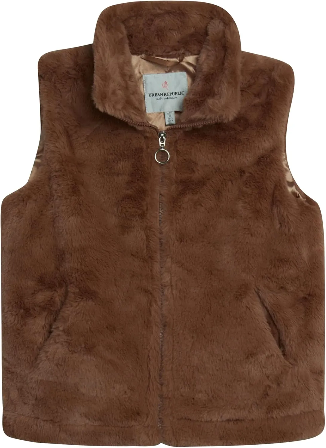 URBAN REPUBLIC Girls' Vest - Sherpa Fleece Sleeveless Faux Fur Plush Teddy Zipper Coat Outerwear Vest (Sizes: 7-16)