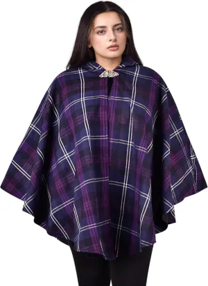 Women's Vintage Plaid Knitted Scottish Cape Traditional Cardigan