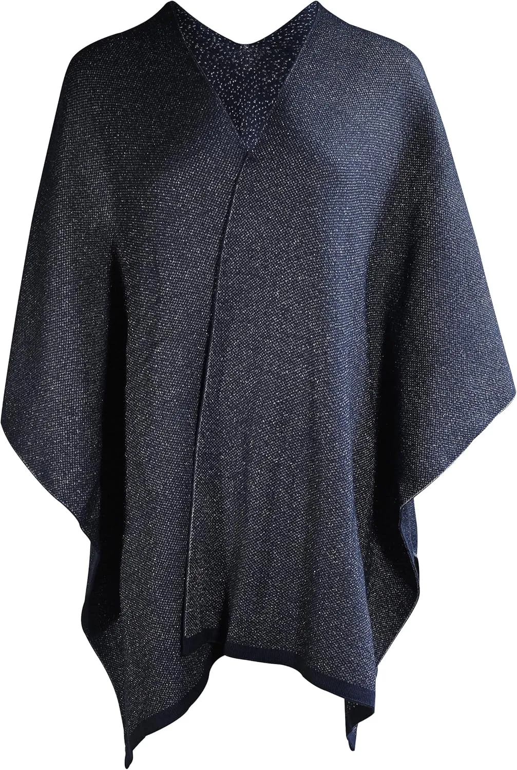 ZLYC Women's Shawl Golden Trim Knit Blanket Wrap Fringe Poncho Coat Cardigan